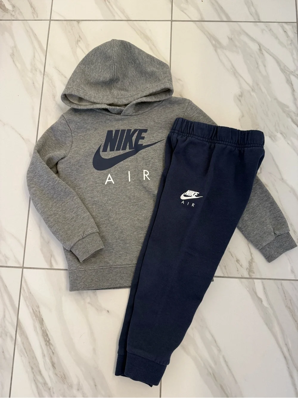 Nike Kids Grey Hoodie and Navy Joggers Set